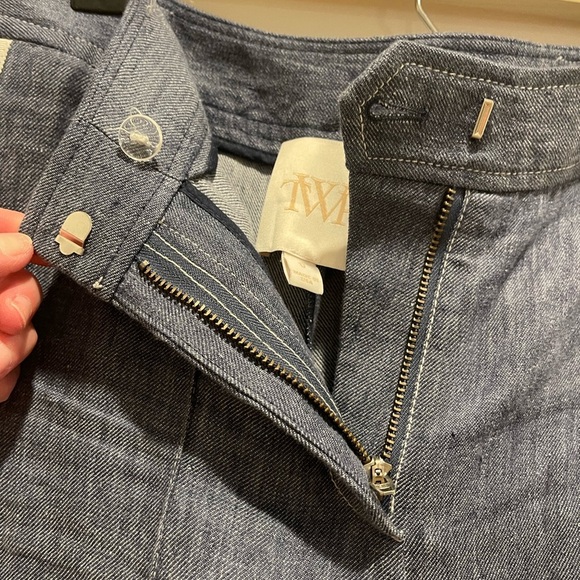 TWP pintuck ribbon cuffed hem trouser pants size 0 - Picture 5 of 8